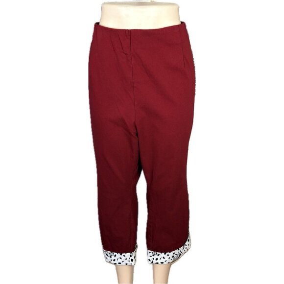 Disney +6 Ruby Red Stretch High Waist Villian's Cruella Graphic Cuff Capri Pants - Picture 2 of 6